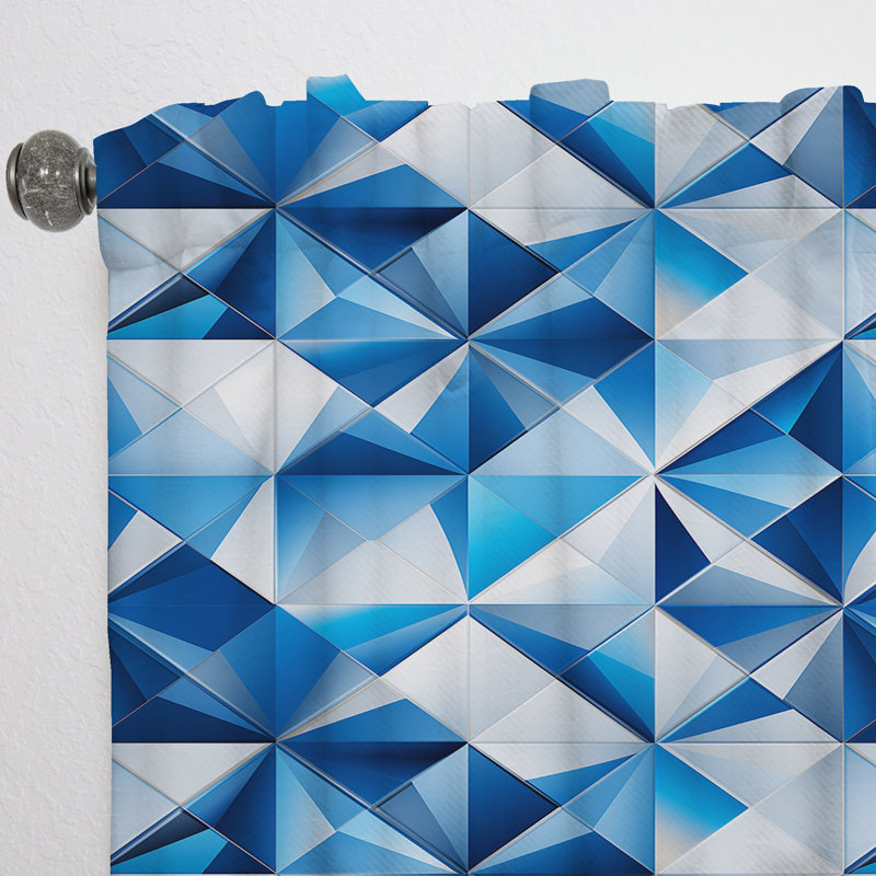 Contemporary Cobalt Tessellations Geometric - Rideau obscurcissant géométrique abstrait - 1 panneau, L 52 po x L 120 po