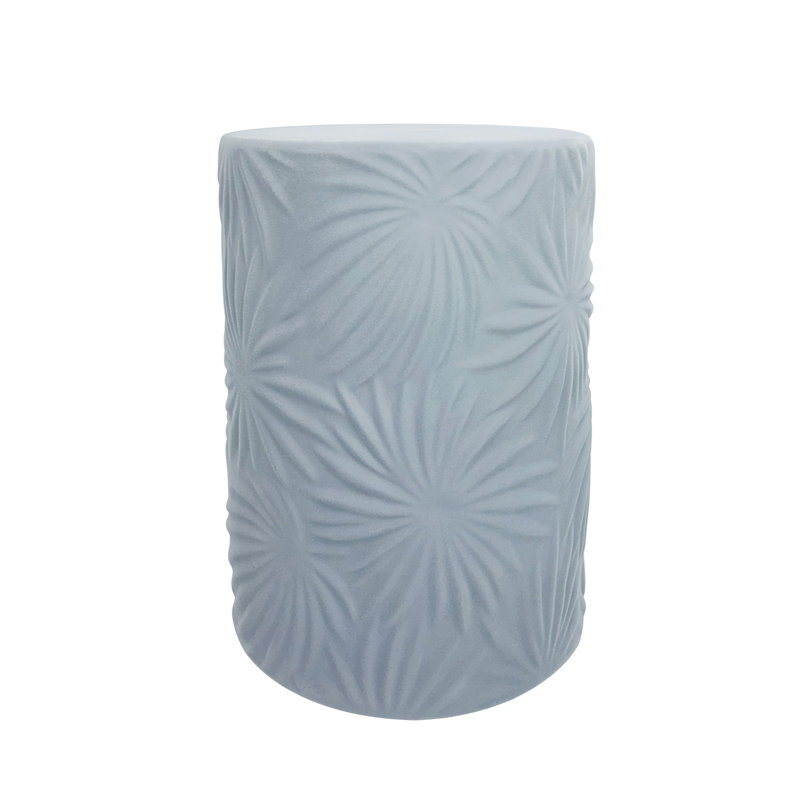 Tabouret à motif floral en céramique émaillée de velours, Gris