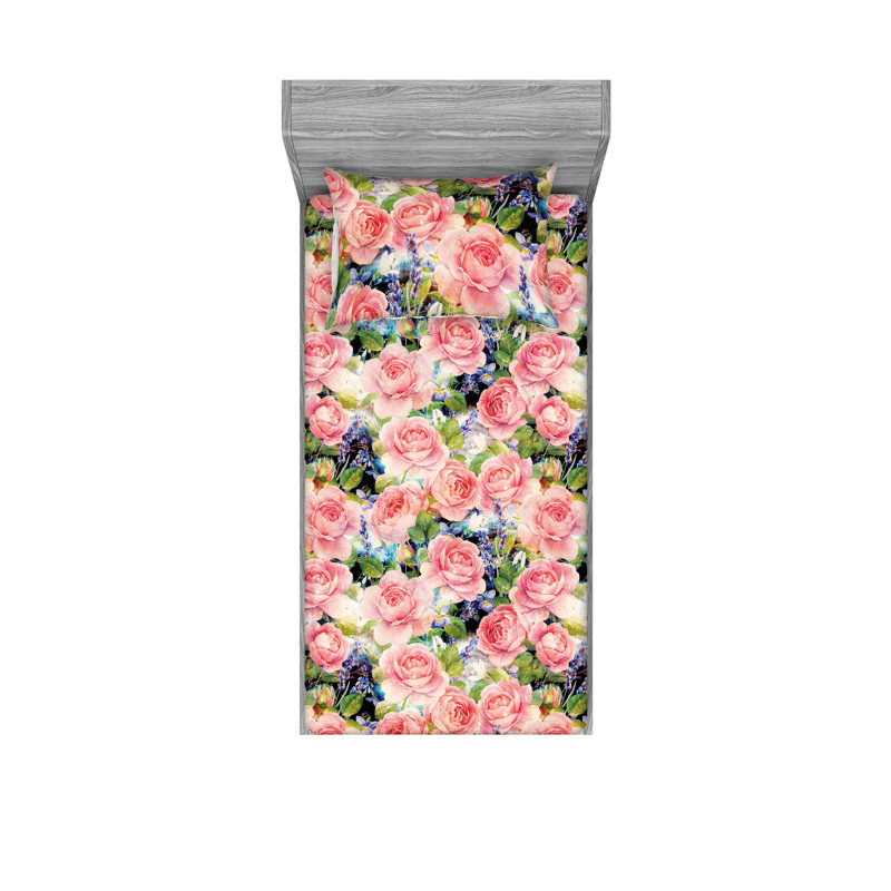 Drap-housse et taies décoratives 3 pièces Ambesonne, Ensemble de draps pour lit simple TG avec 1 taie d