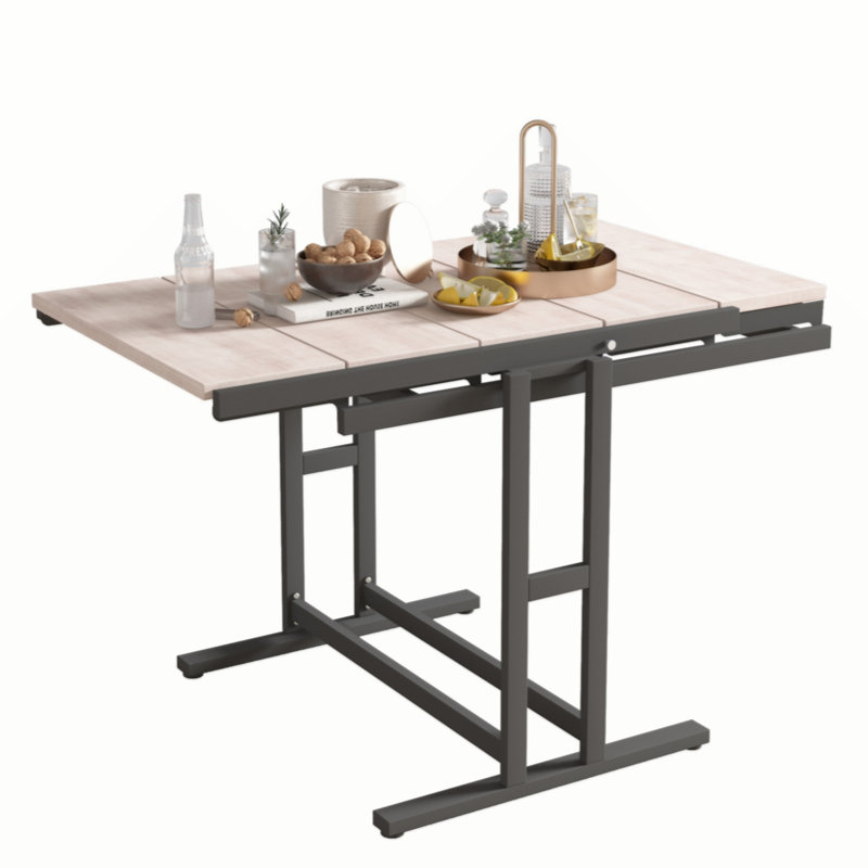 Table de salle à manger convertible multifonctionnelle en bois d'acajou massif, H 29,53 po x L 47,24 po x l 30,71 po