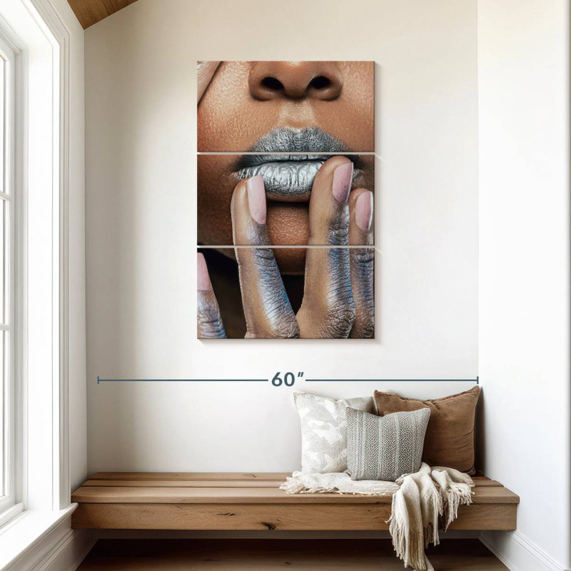 Shuttleworth Metallic Silver Lips, 45" H x 28" W