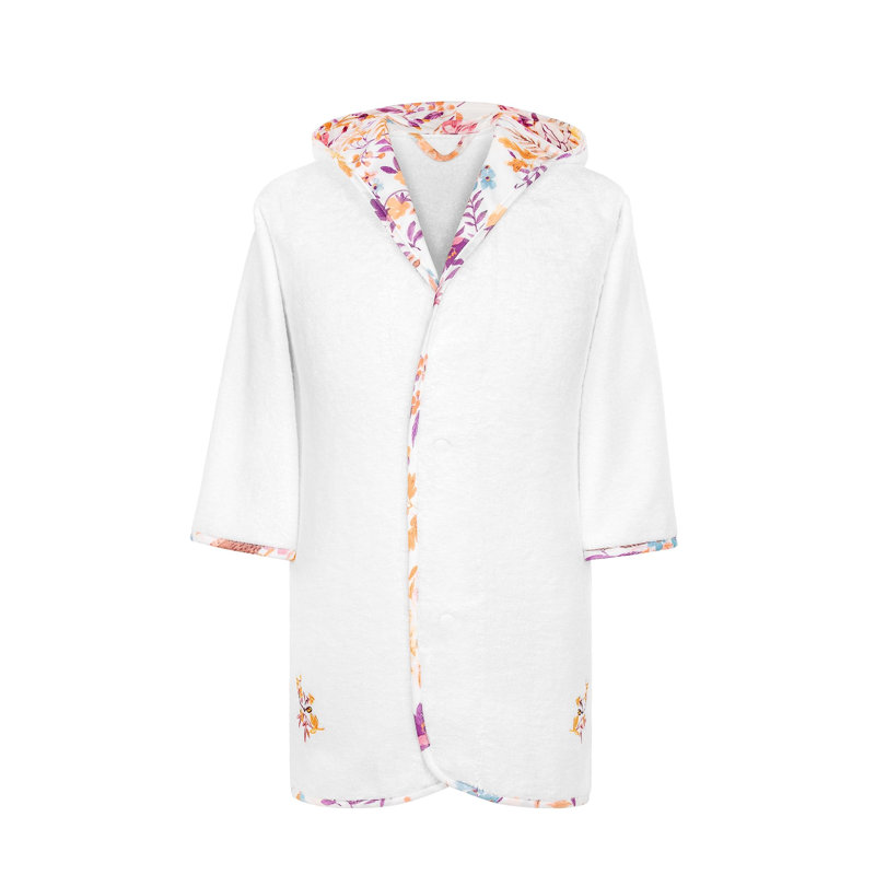 Foster 100% Cotton Terry Cloth Mid-Calf Bathrobe with Hood for Kids, M