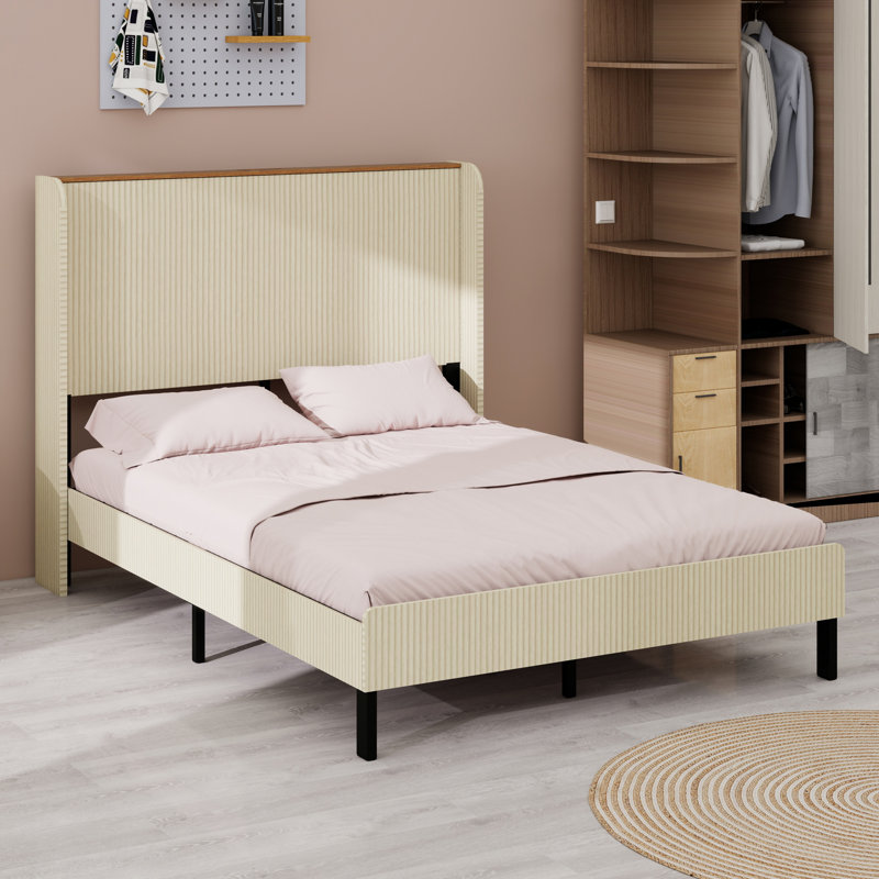 Metal Platform Bed Frame Featuring A Convenient Charging Station