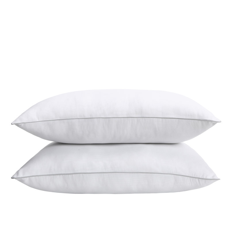 Rowdy Oreiller Breathable Sleeping Medium Firm Silver Piping Bed Pillow for Side and Back Sleepers, Hotel Collection Pillows 2 Piece Pack, 19.5 x 29 Inch Queen Size