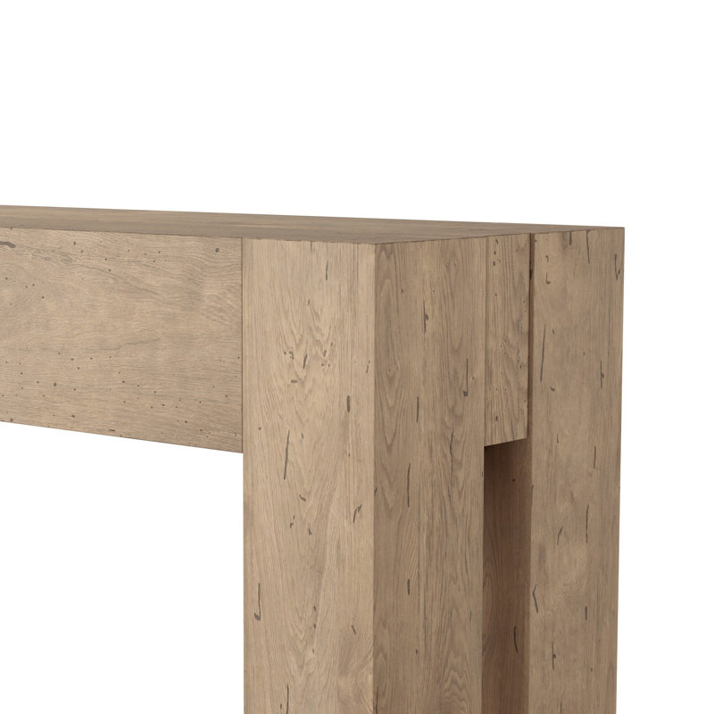 Lockney Console Table, Whitewash Rustic Wormwood Oak, 33" H x 86" W x 20.25" D