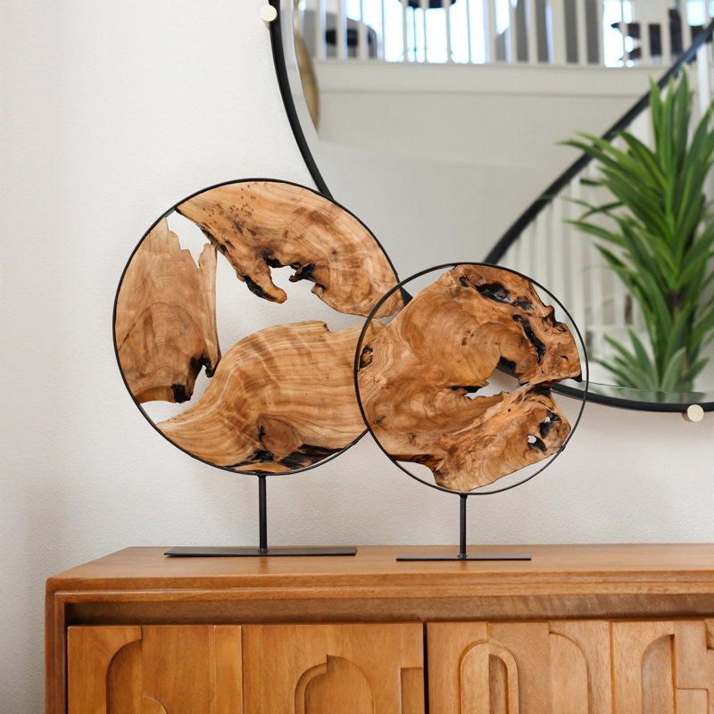 Round Cedar Wood Sculpture