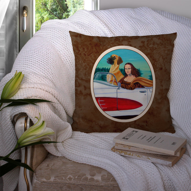  Coussin décoratif Great Dane avec Mona Lisa 14 po
