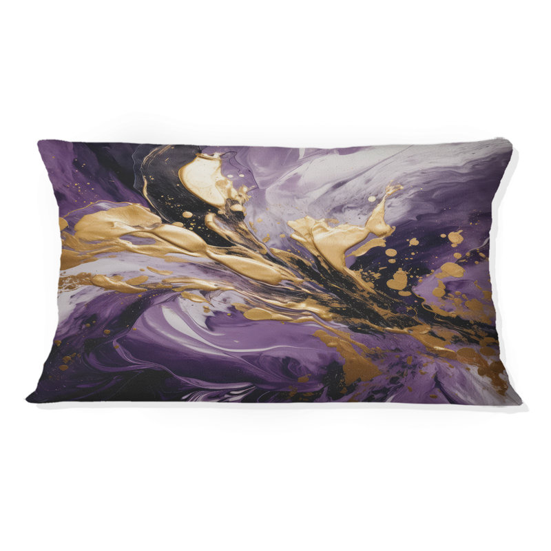 Mauve et or liquide Magic II - coussin imprimé, H 12 po x l 20 po, Rectangulaire