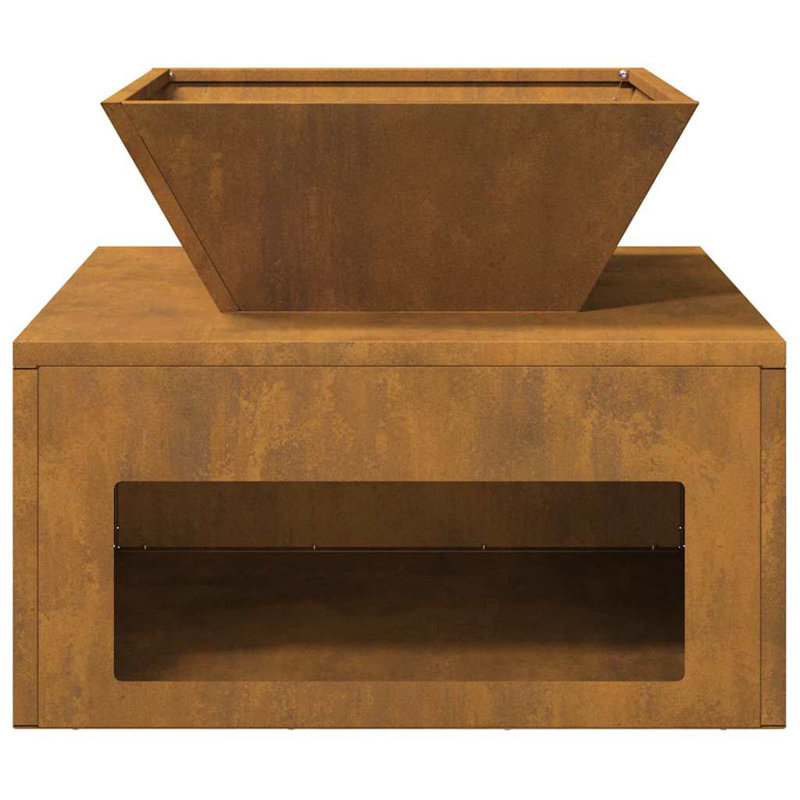 Fire Pit 50 X 50 X 40 Cm Steel, Light Brown