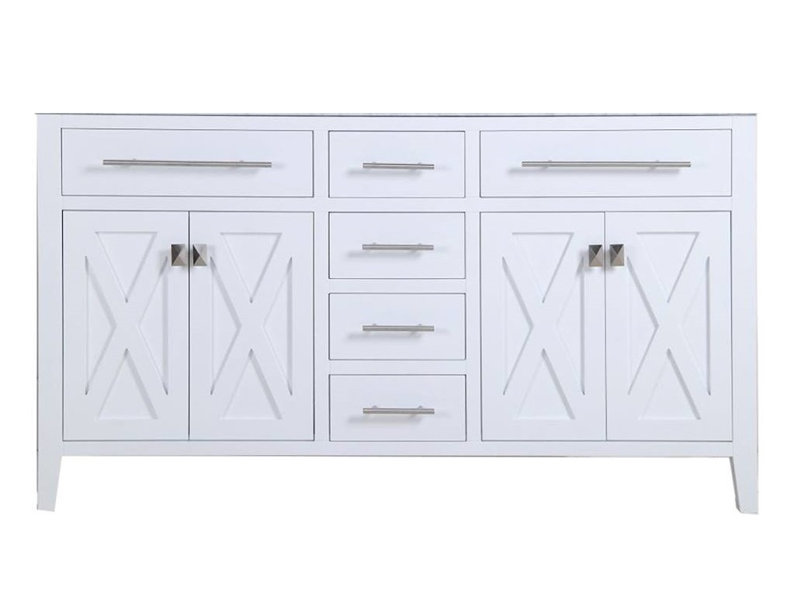 Base de meuble-lavabo double 59,06 po seulement en blanc, Blanc