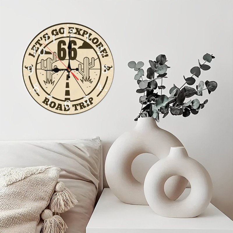 Horloge murale en bois 10 po, mouvement silencieux, à piles (piles AA non incluses), décor artistique, parfait pour les décorations