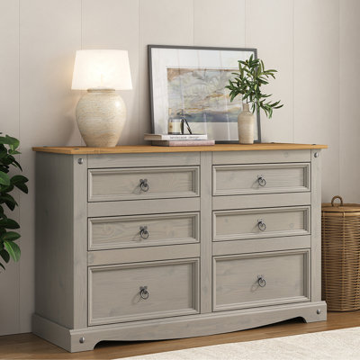 Lockhaven Solid Wood 132 cm W Chest of 6 Drawers