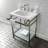 Kingston Brass Sheridan 24-Inch Ceramic Console Sink with Stainless Steel Legs and Glass Shelf (3-Hole)-54822239-54822237