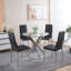 Ensemble de 4 chaises, pieds chromés, siège noir-1077029388-1077029390