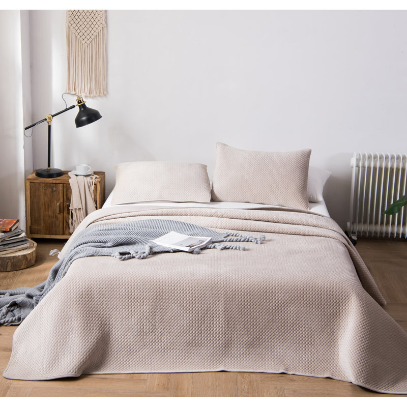  Ensemble de couvre-lit réversible en microfibre et microfibre, Couvre-lit grand + 2 taies, Sable de bouleau