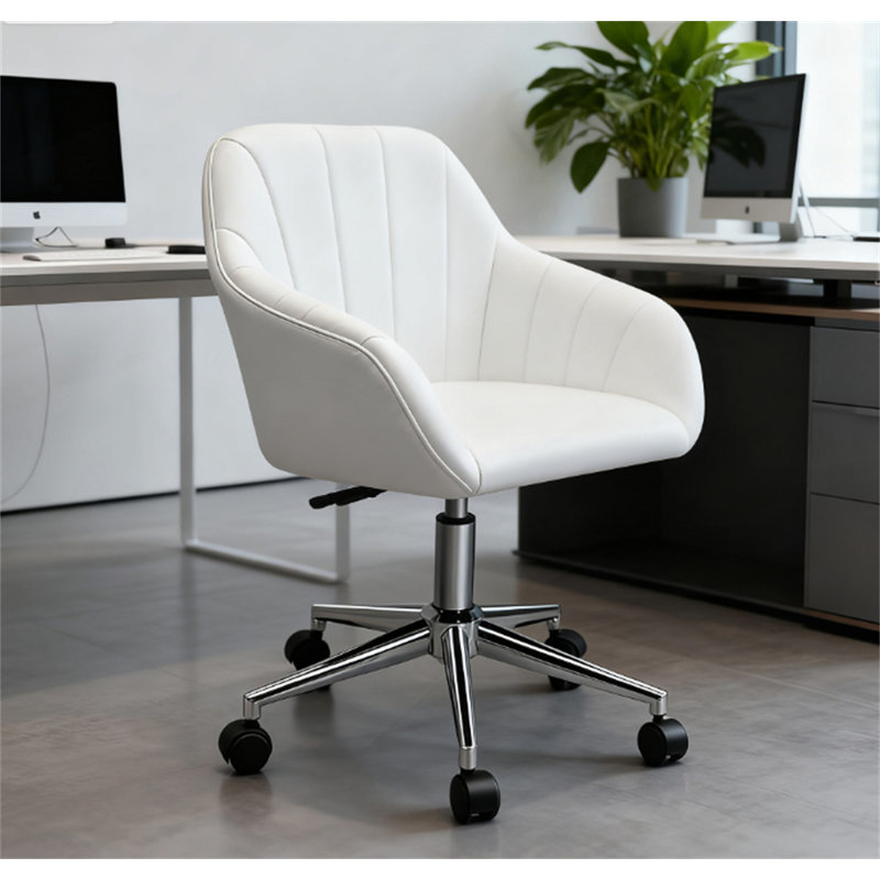 Faux Leather Office Chair, Adjustable Swivel Design For Home Office, Sleek Modern Look & Comfy Seating
