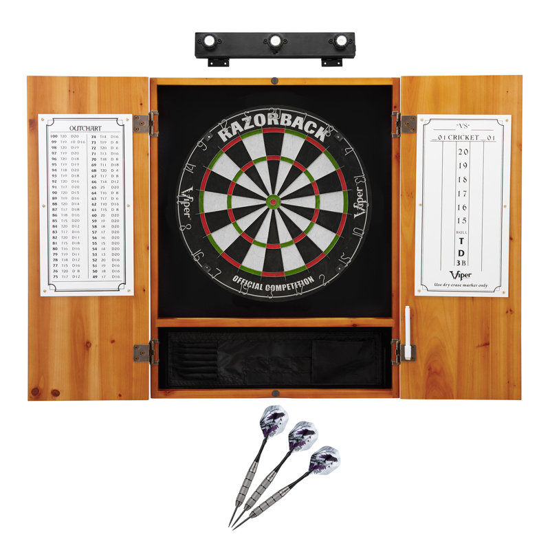 Viper Oak Cabinet Dartboard Set with Sisal and Steel Tip Darts