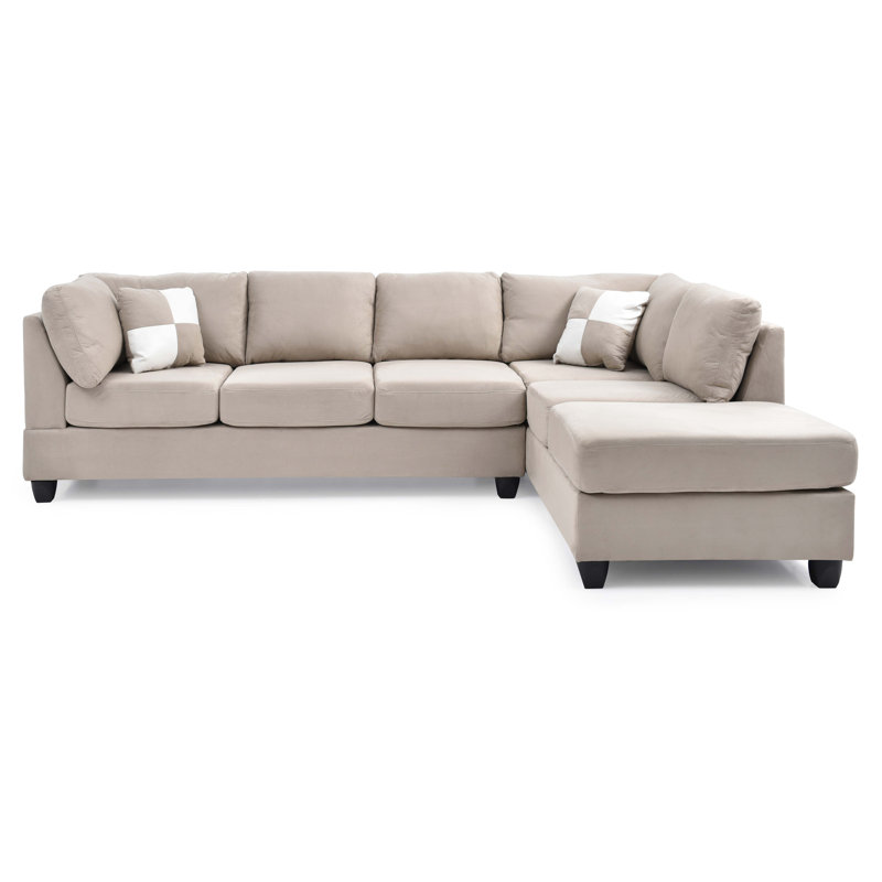 Canapé modulaire Malone (sans repose-pieds), Tissu beige, Orienté à droite