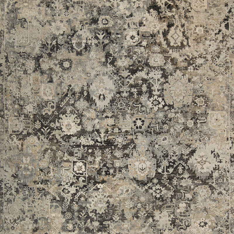 Black Contemporary Silk Wool Blend Rug