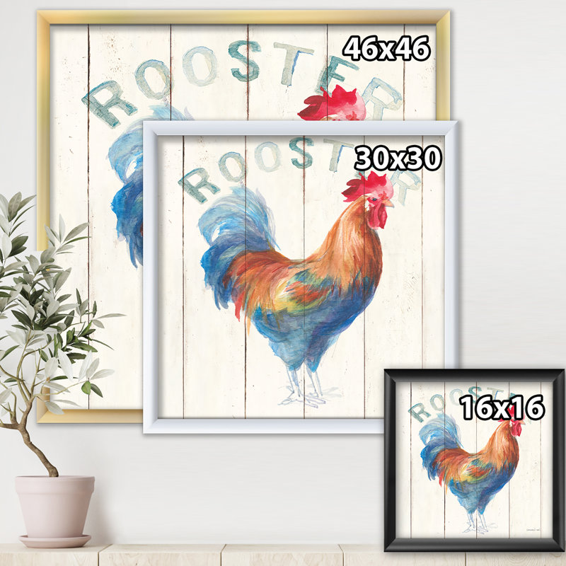 Wood Farm Roaster I - reproduction d'art sur toile, H 30 po x l 30 po x P 1 po, Cadre blanc