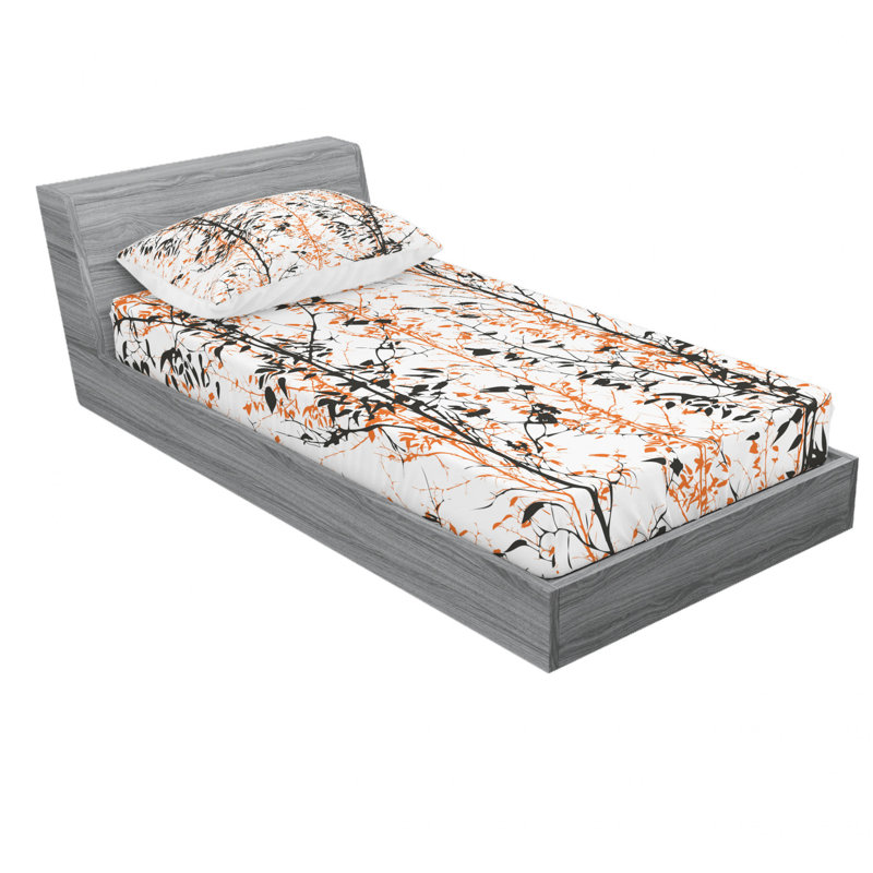 Microfiber Floral Sheet Set, Twin Sheet Set with Fitted Sheet
