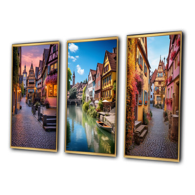 "Allemagne Rothenburg Street", 3 pièces sur toile