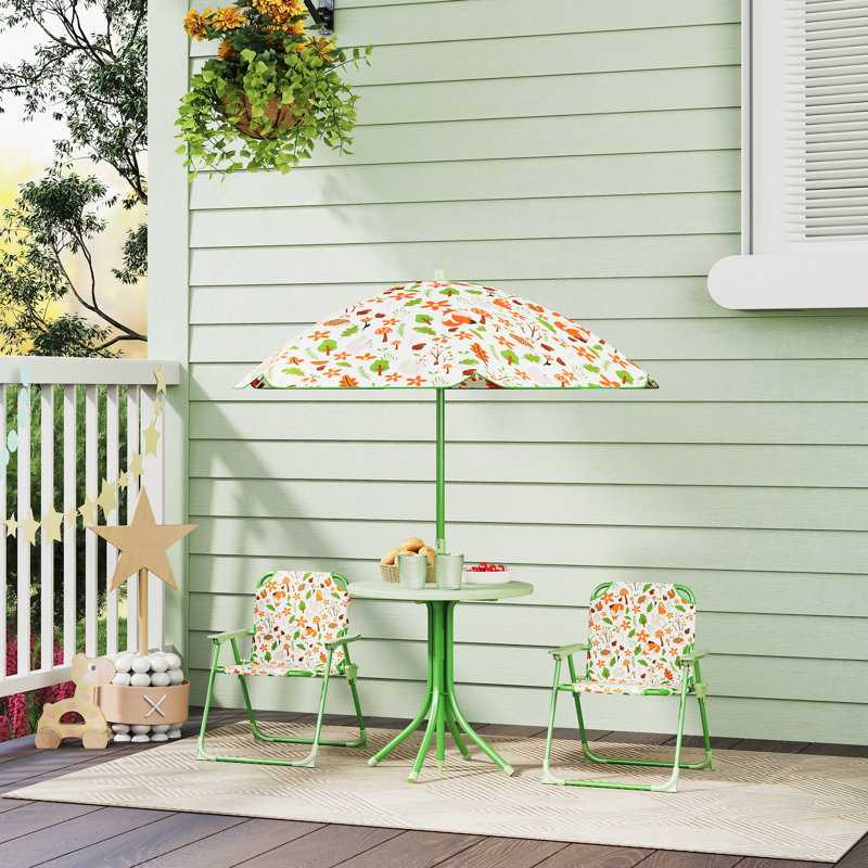Thorgard Kids 3 Piece Round Outdoor Table Or Chair and Chair Set