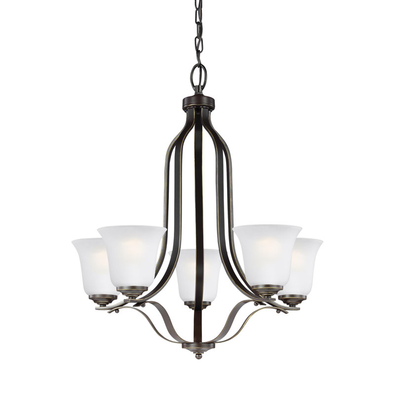 Lustre à cinq lumières Emmons de Génération Éclairage , Oui, Nickel