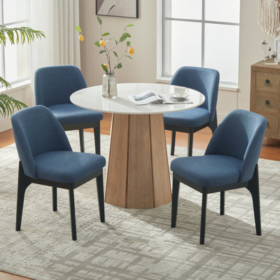 Ensemble de chaises de salle à manger rembourrées en polyester 19,5 po Bason avec pieds en bois massif noir Bason