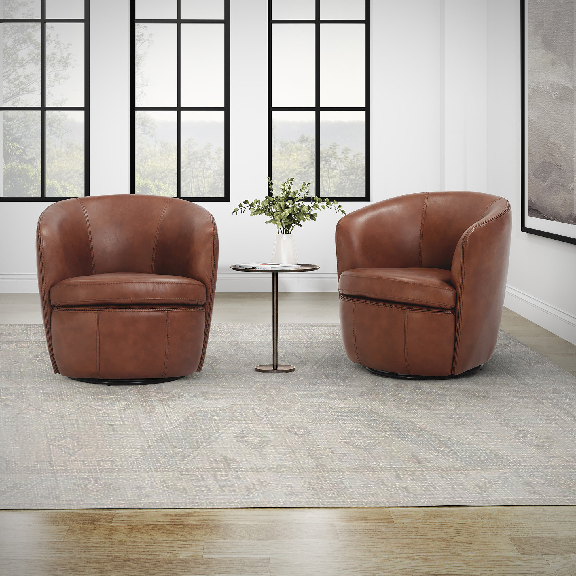Wade Logan Azurdee Top Grain Genuine Italian Leather Swivel Barrel ...