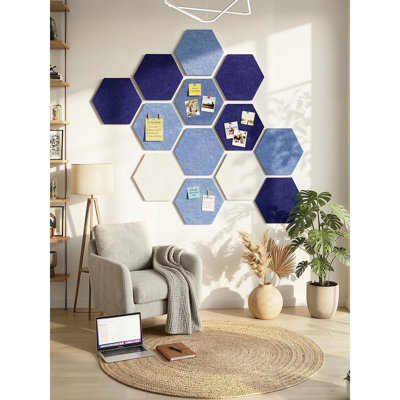 Carreaux de babillard en feutre hexagonal, ensemble de panneaux d'épingle épais pour le mur, alternative de panneau de liège bricolage avec punaises pour la maison, le bureau et l'école