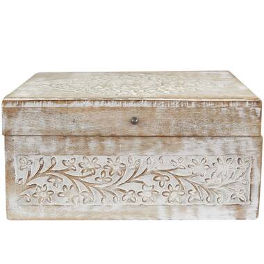 Philip Whitney Rustic Wood Box for Trinket Jewelry - Antique Grey Blue