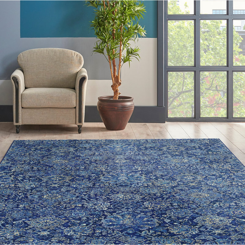 Tapis bleu saphir bleu marine Ullin, Rectangle 7 pi 10 po x 11 pi 2 po
