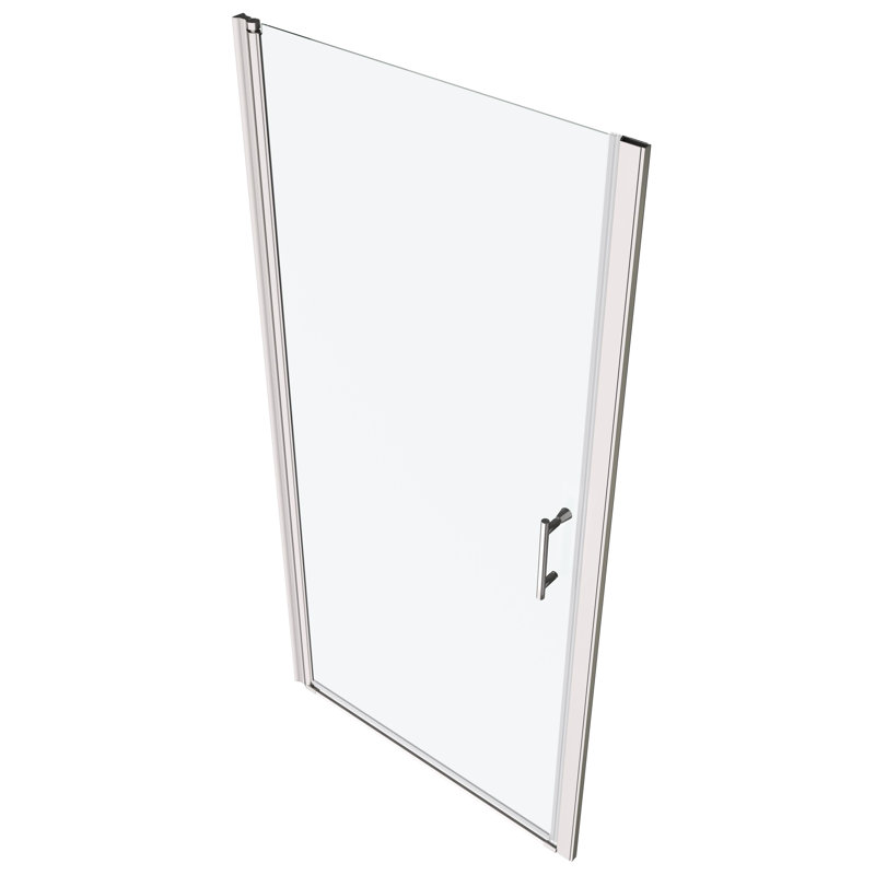 1 3/8" Adjustable Universal Pivot Shower Door - 1/4" Tempered Clear Glass, Polished , Wall Channel, Quality #304 Stainless Steel Handle, 36000 Times Tested, Easy Installation, Smooth System,