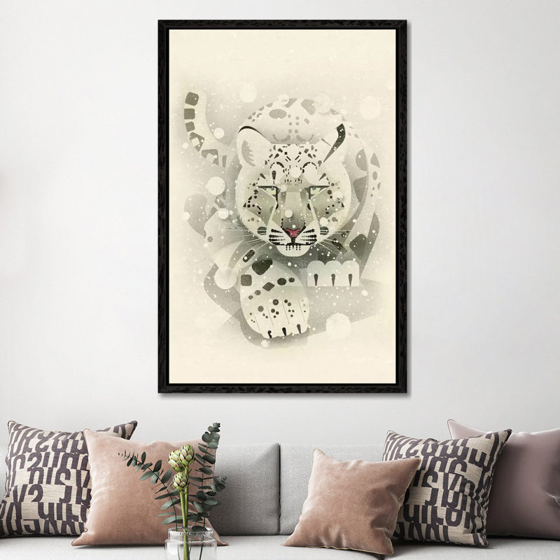 Snow Leopard by Dieter Braun - Print on Canvas, 152.5 cm H x 101.5 cm W, Black Framed