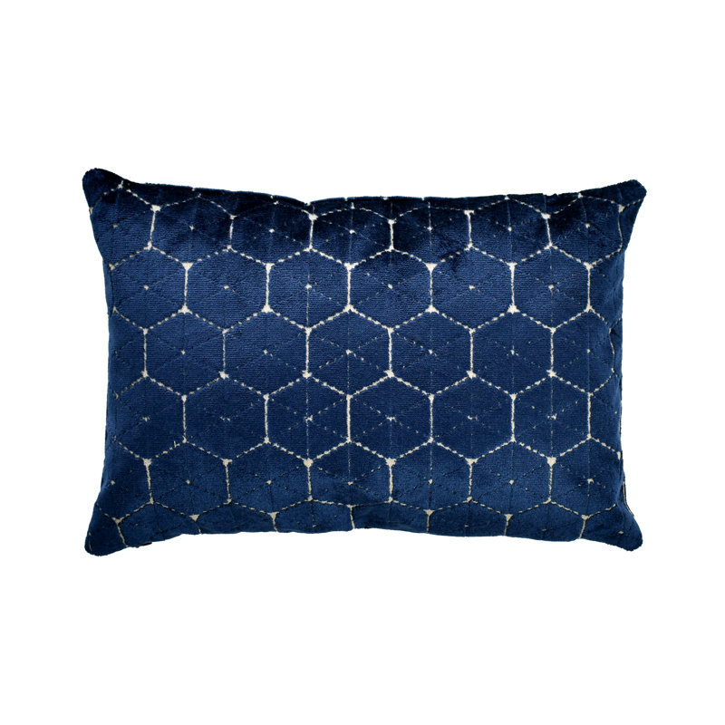 Coussin géométrique, 12 po x 18 po, Indigo