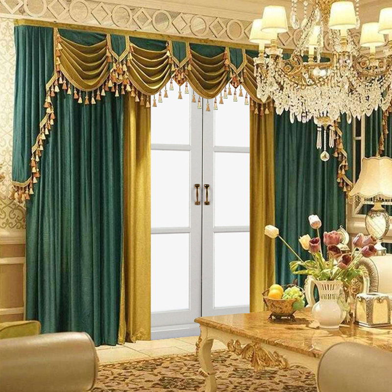 Curtains, Color Blocked Velvet Fabric, Blackout Finished Curtains, Curtains, 83" W x 91" L