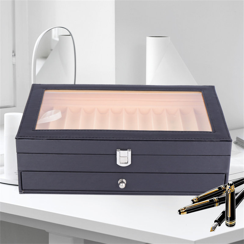 24 porte-stylo-plume en cuir, Noir