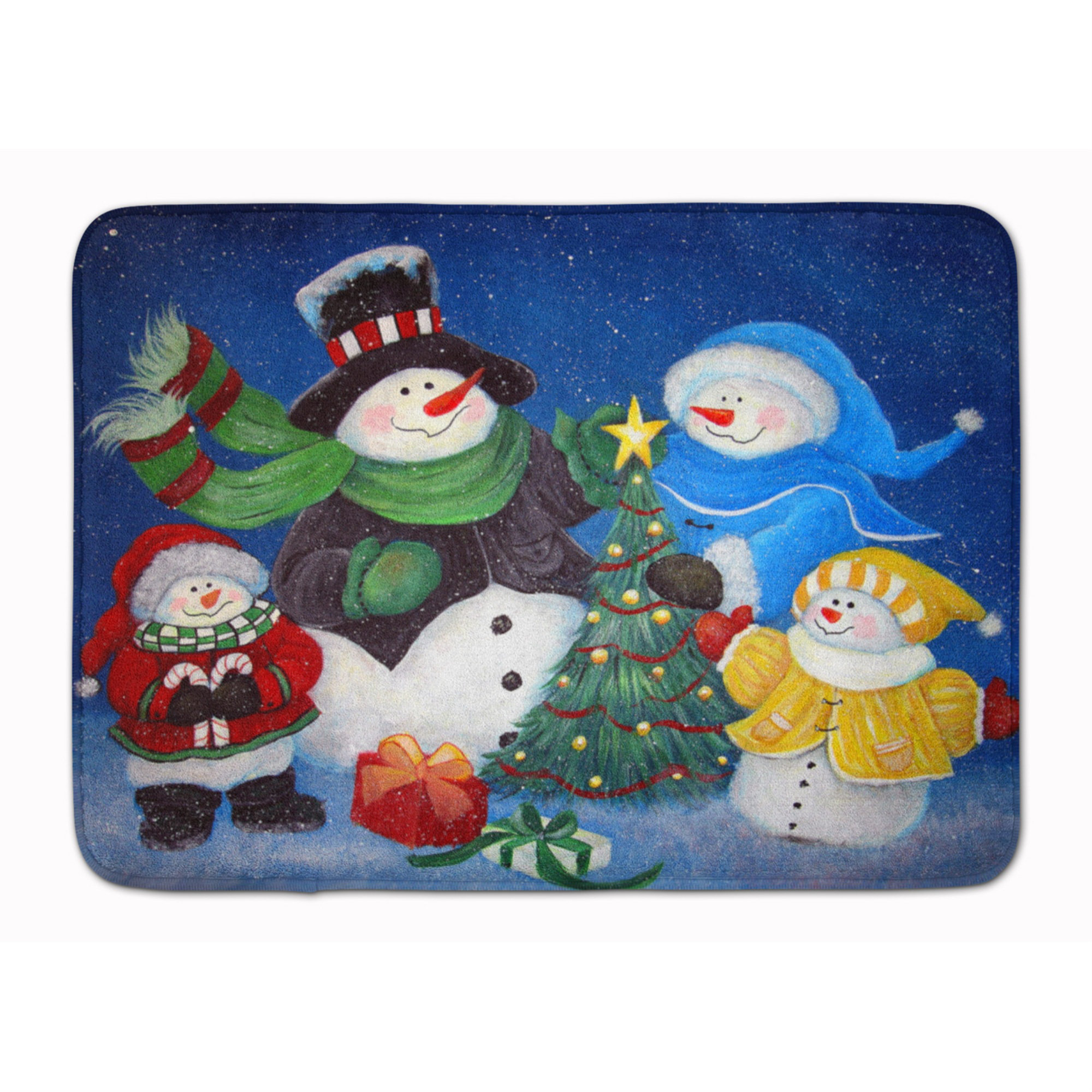 Red Snowman Toss Reversible Dish Drying Mat