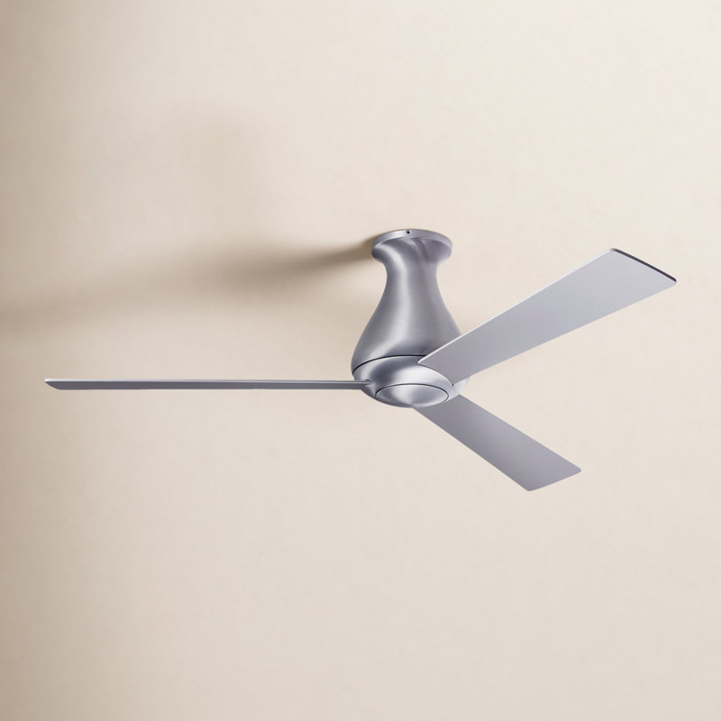 Altus Flush Mount Ceiling Fan, Brushed Aluminum, Aluminum, Wall Control with Remote Handset (2-wire)