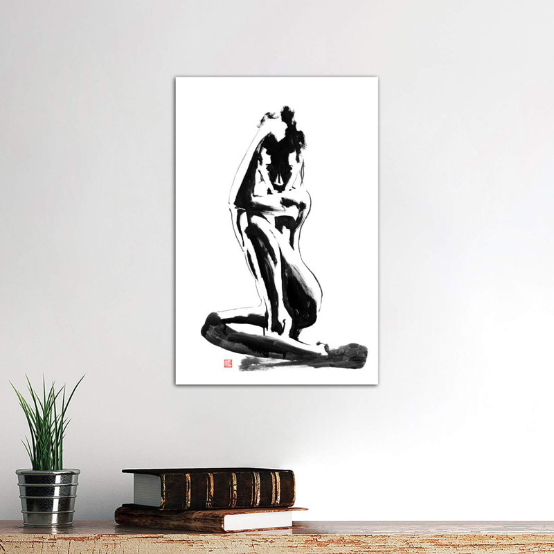 «Modest» par Péchane - impression d'art graphique, Toile tendue, H 26 po x l 18 po x 1,5 po, Pas de tapis