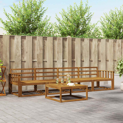  Outdoor Sofa Set 5 Pcs Natural Solid Acacia Wood