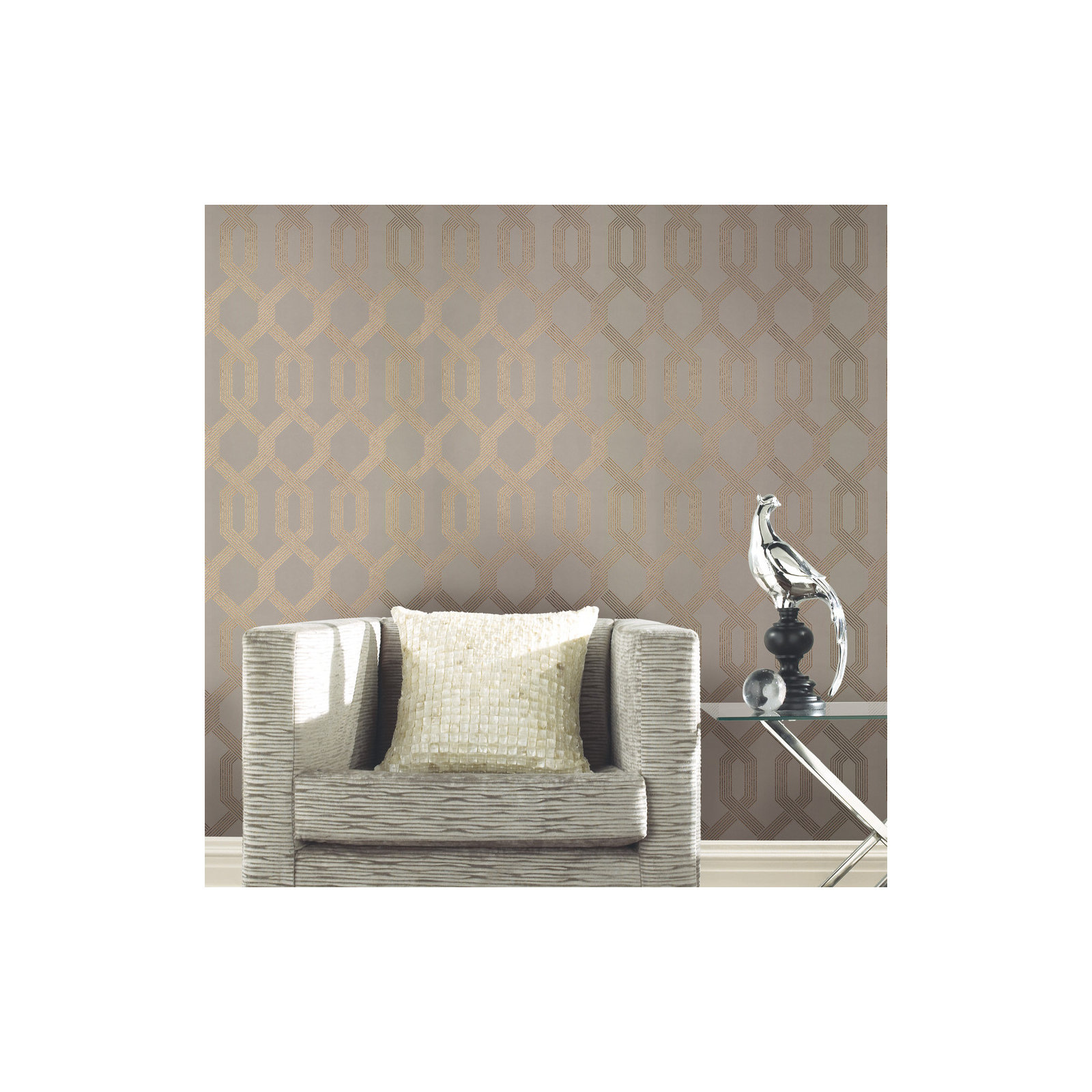 Mid Century Mid-Century Geometric Wallpaper, Beige/Gold