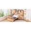 Lit plateforme multifonctionnel avec aspect bois naturel, bureau, bibliothèque et fauteuil-536326915