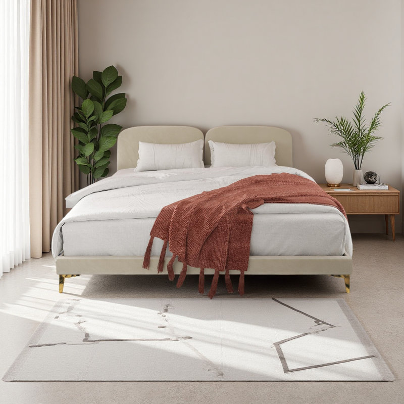 Upholstered Bed, Ivory