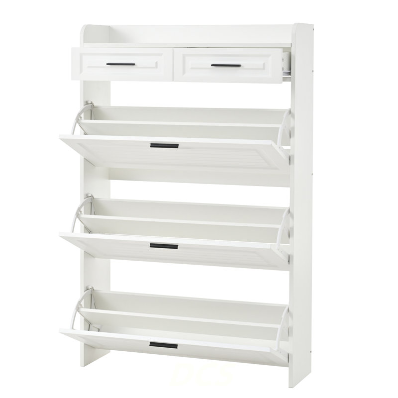Armoire à chaussures avec 2 tiroirs, Blanc