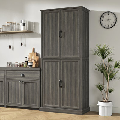 71" Tall Kitchen Pantry Cabinet, Tall Storage Cabinet With 4 Doors And Adjustable Shelves For Kitchen, Dining Room, Living Room, Bathroom