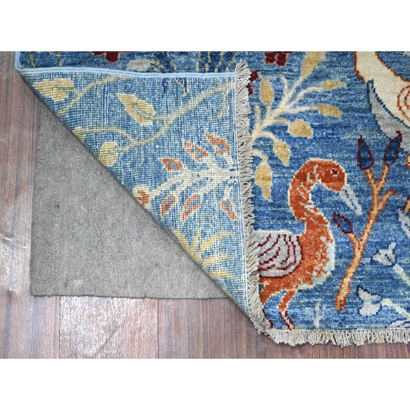 Tapis en laine biologique noué à la main afghane bleu acier 5 pi x 6 pi 4 po CDE3489224894A419A6A7D99660FCE5