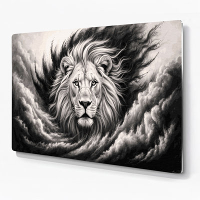 «Big Cats», lion blanc de Timbavati, art mural en métal noir
