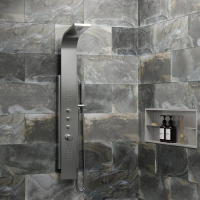 Malibu 7-in Rain Showerhead ShowerSpa with 2-Oversized Body Jets and Handshower Brushed Stainless Steel